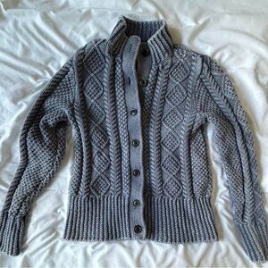 L.L. Bean Gray Cable Knit Cardigan